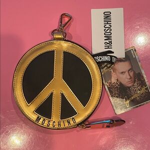 Moschino H&M Gold and Black Peace Coin Purse